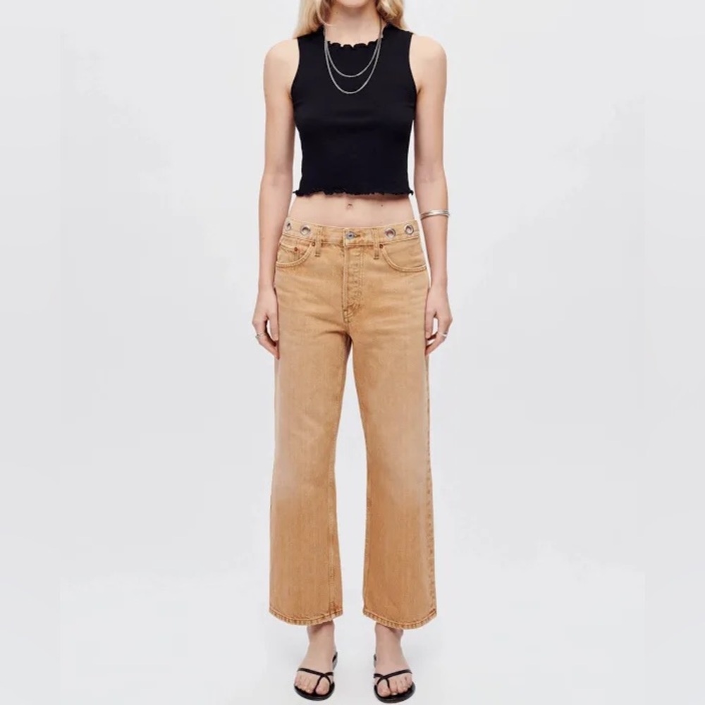 Re/Done Loose Crop Dessert Sand Jeans Size 29 NWT $345